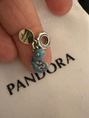 Pandora Blue Octopus Charm with Silver Accents